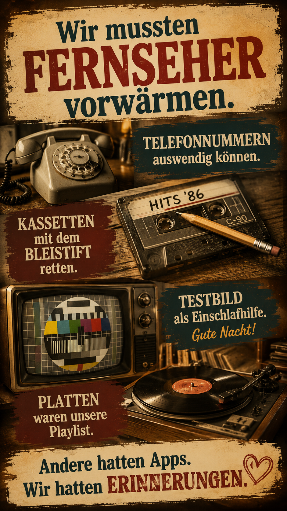 Fernseher vorwärmen, Kassetten retten