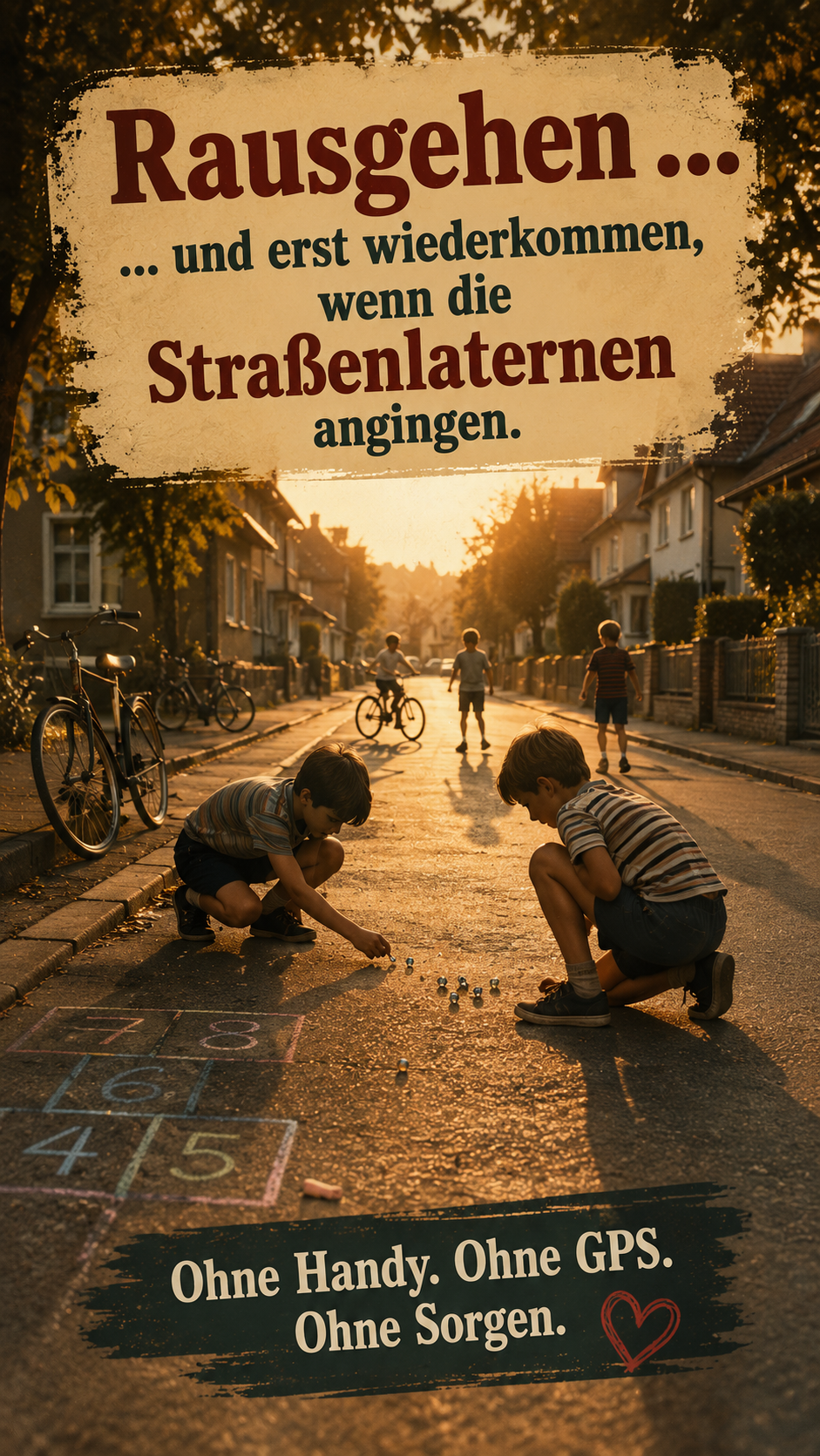 Rausgehen bis die Straßenlaternen angingen