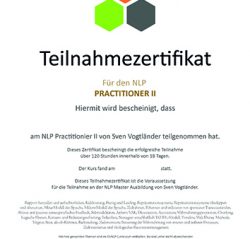 Teilnahmezertifikat NLP Practitionier Vorlage